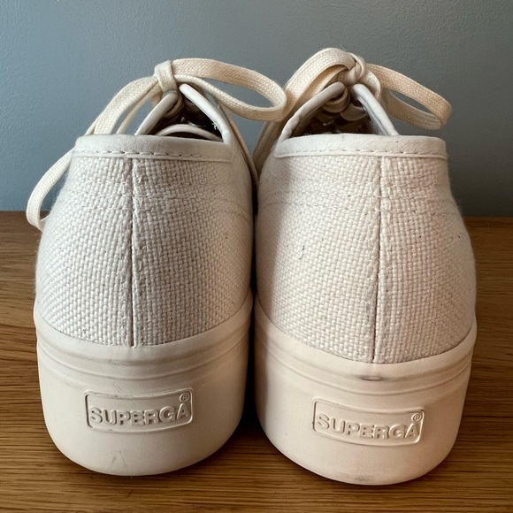 Superga Cream/Beige Platform Shoes - size (41 EU) (9.5 US) - Picture 10 of 11